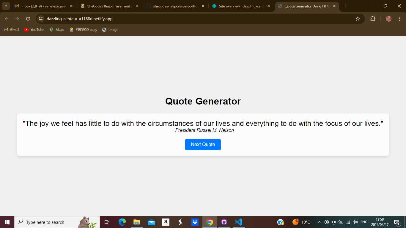 Quote generator app preview